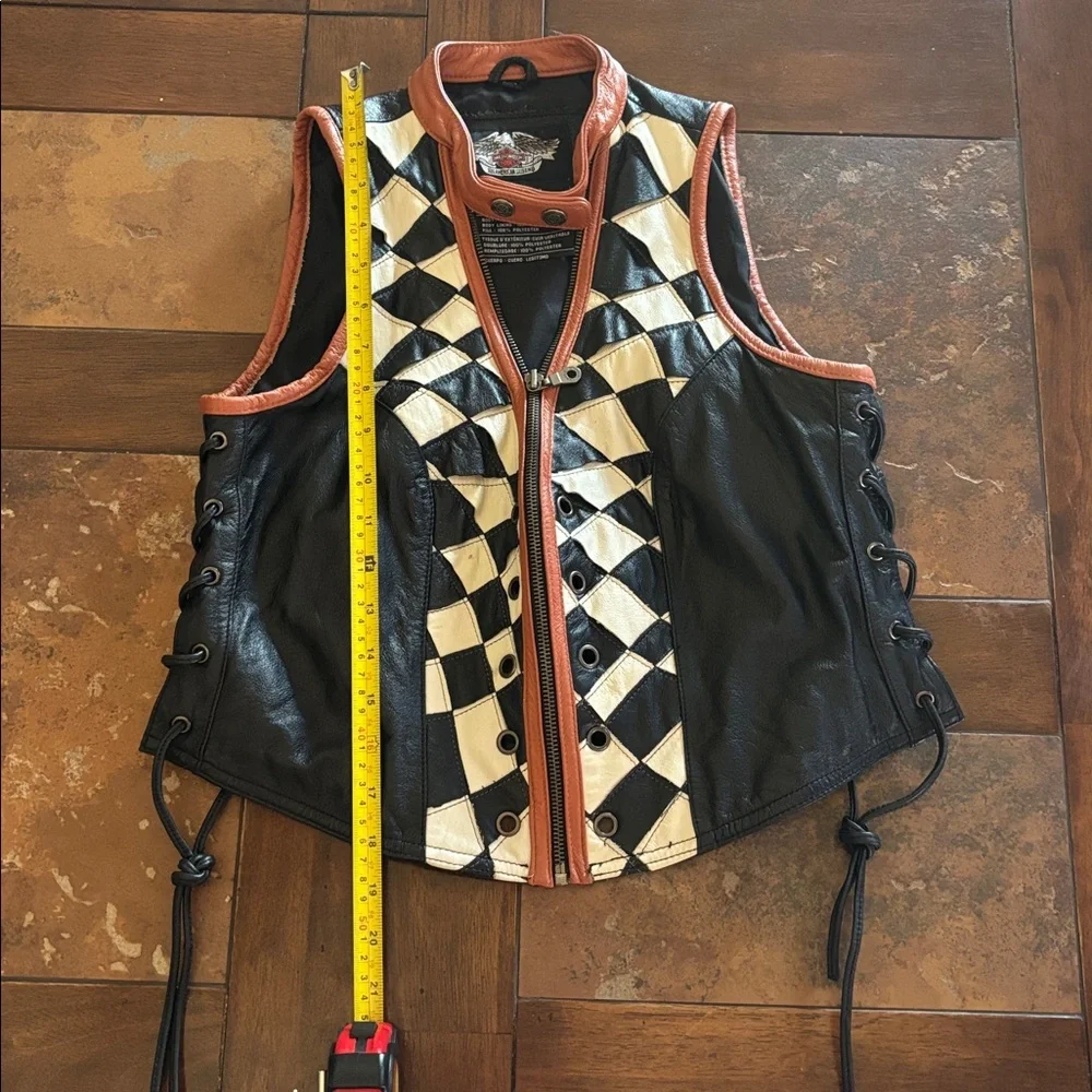Harley Davidson Leather Racing Vest; RARE & FABULOUS!! - Picture 4 of 12